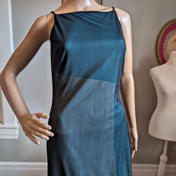 Vintage 90s Y2K Express Mini Dress Party Mesh Blue Cocktail Prom Mod Size 1/2 - Picture 10 of 12
